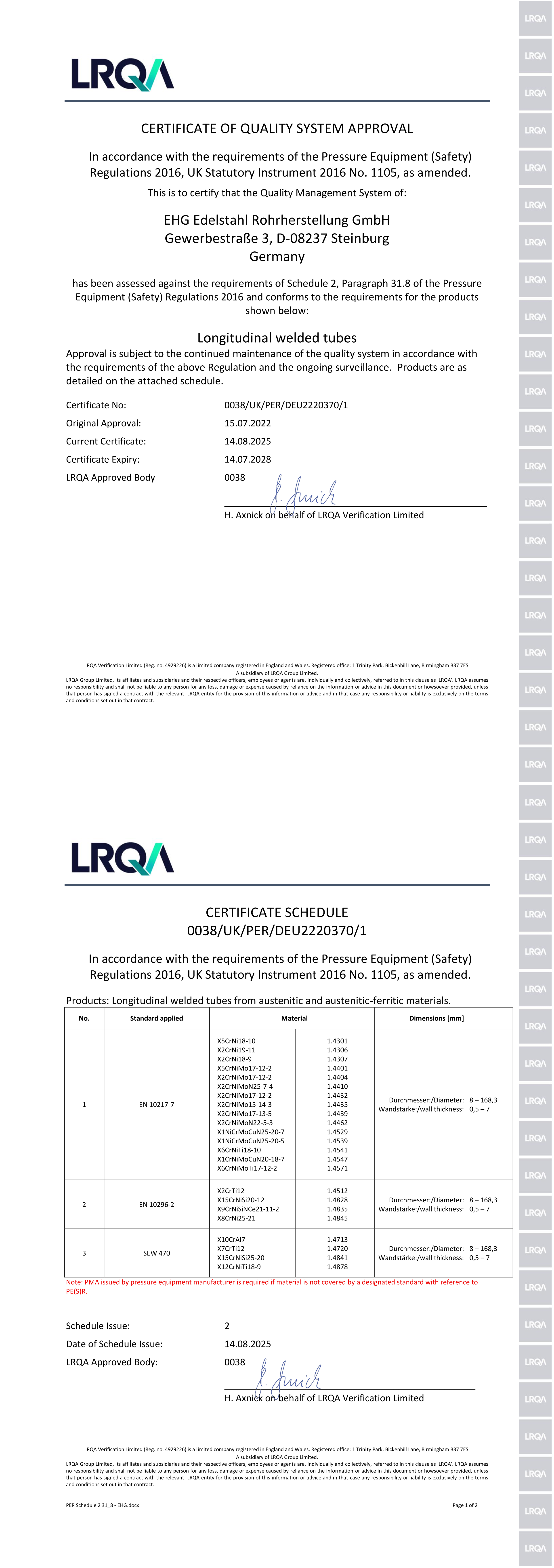 UK PER Certificate Preview